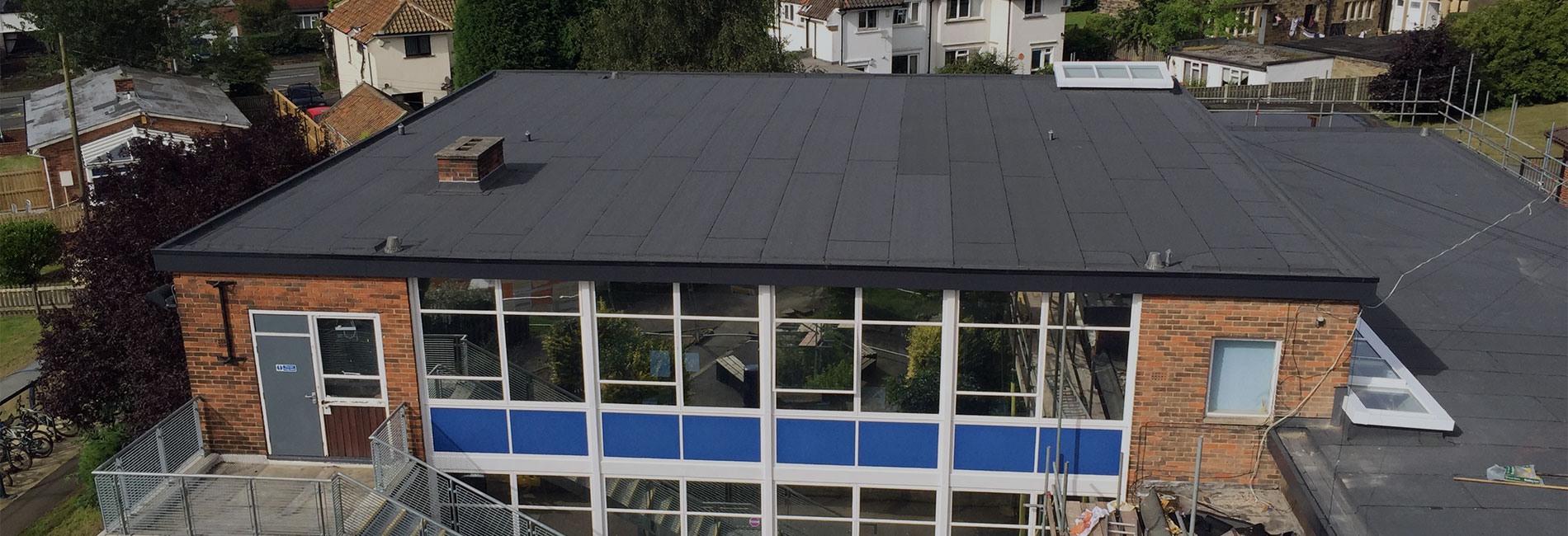 Flat roof refurbishment in progress